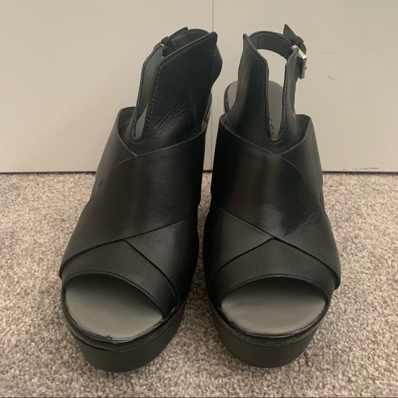 Kenneth Cole Reaction Criss Cross Leather Heels Booties small Platform - Picture 3 of 8